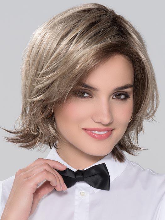 QUEEN COMFORT by ELLEN WILLE in SAND MULTI ROOTED | Lightest Brown and Medium Ash Blonde Blend with Light Brown Roots | DISCONTINUED COLOR