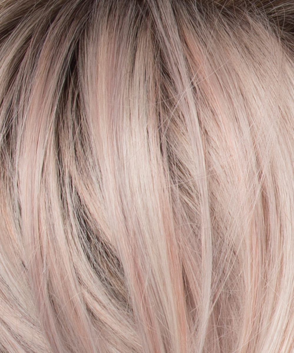 POLARIZINGPINK - Icy Platinum Blonde / Soft Rose Blend with Silver Undertones & Medium Ash Brown Root