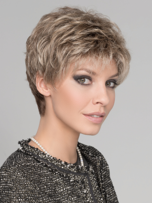 FOXY SMALL by ELLEN WILLE in SAND MULTI ROOTED 14.24.12 | Medium Ash Blonde, Lightest Ash Blonde and Lightest Brown Blend with Shaded Roots