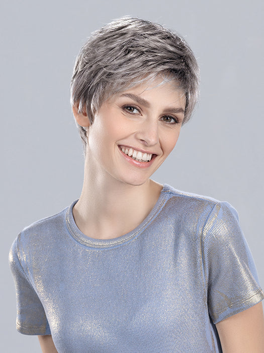 DEBBIE by Ellen Wille in METALLIC GREY ROOTED 60.51 | Pearl White, Darkest/Lightest Brown with Grey Blend with Shaded Roots